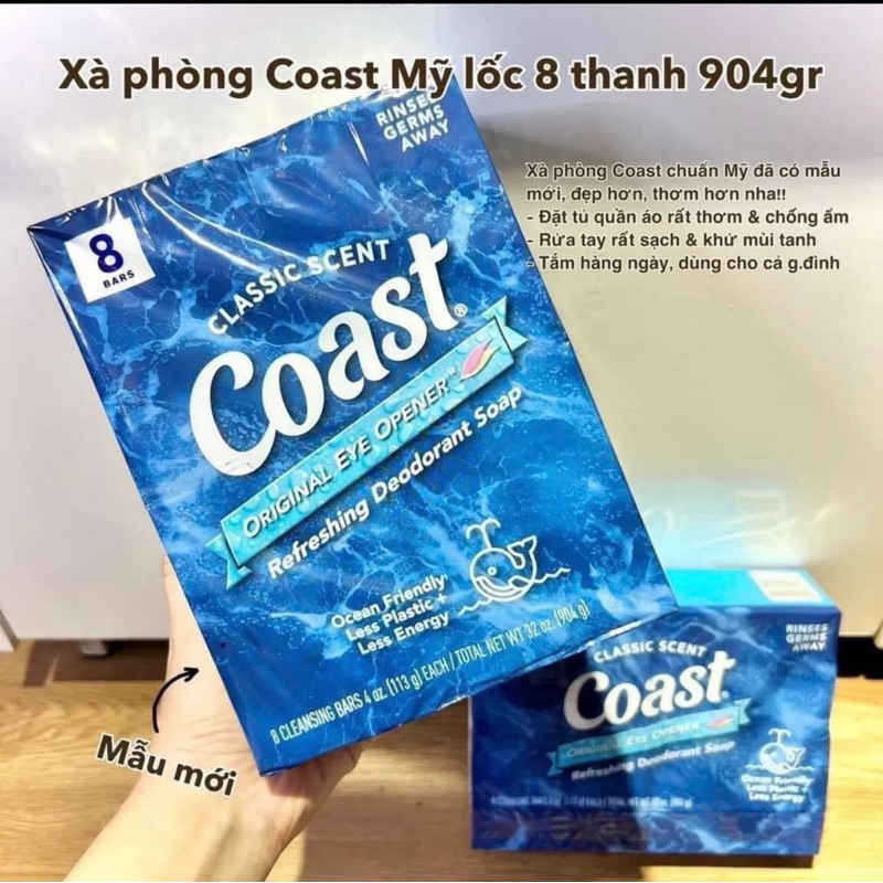 ( Lốc 8 cục ) Xà bông Coast Chính Hãng USA - Mẫu cục 113g