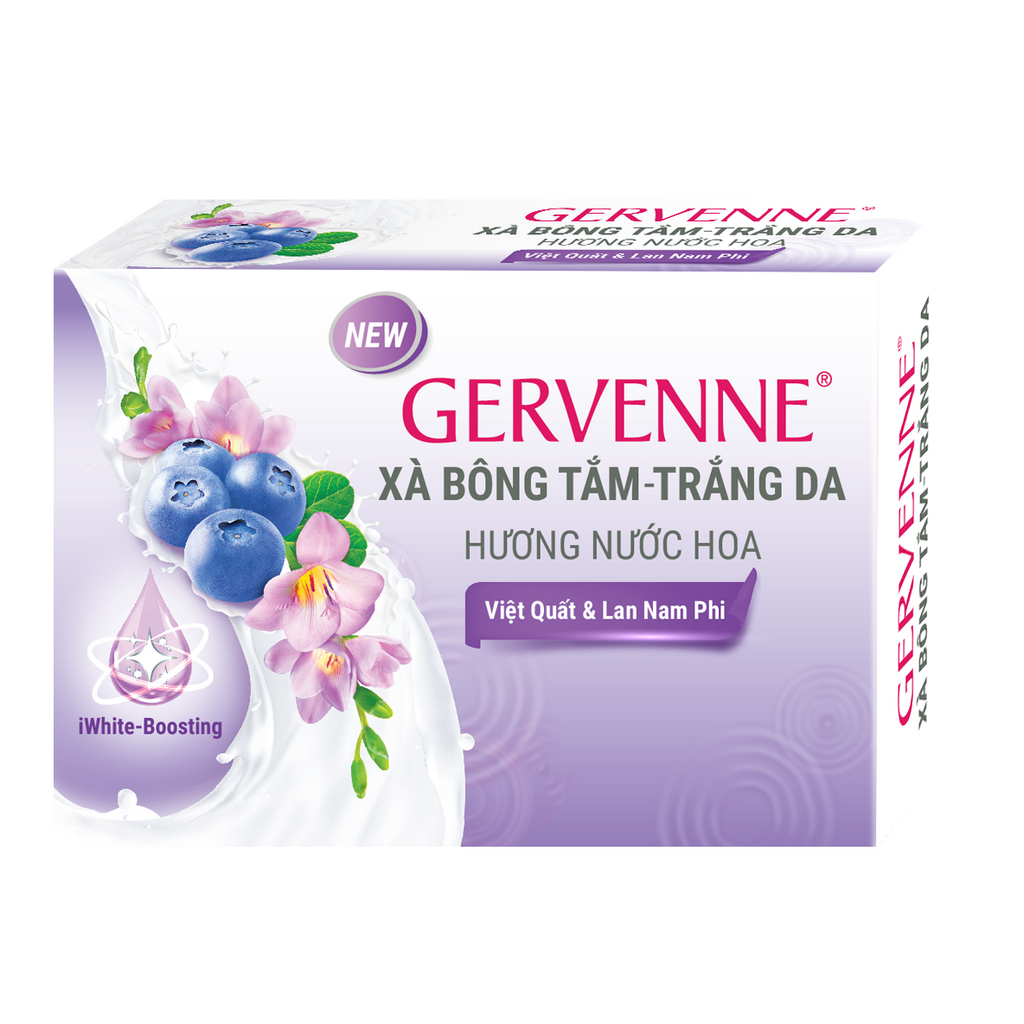 Sữa tắm trắng da hương nước hoa Gervenne 450g + Xà bông tắm Gervenne 90g hương Việt Quất và Lan Nam Phi
