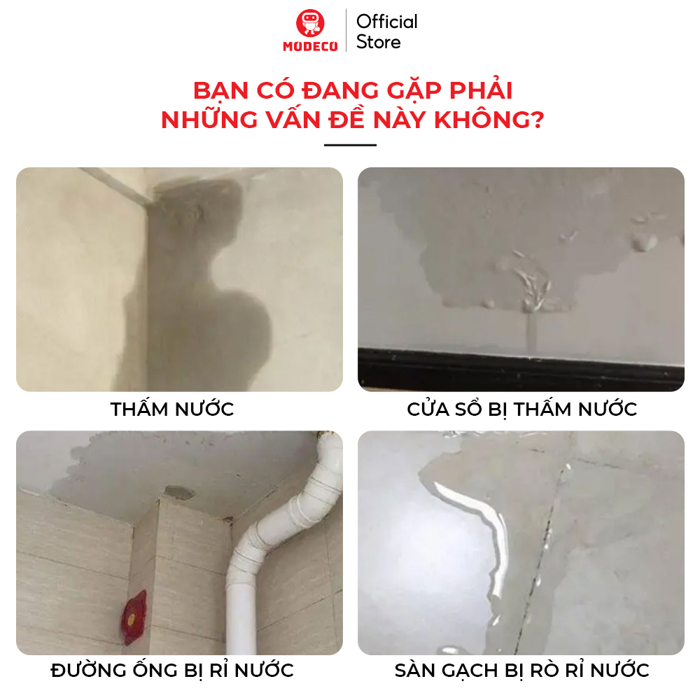 Keo Chống Thấm Modeco Trong Suốt Không Mùi - Chống Thấm Nền Gạch, Nhà Vệ Sinh, Tường Nhà, Cửa Sổ, Gỗ Công Nghiệp