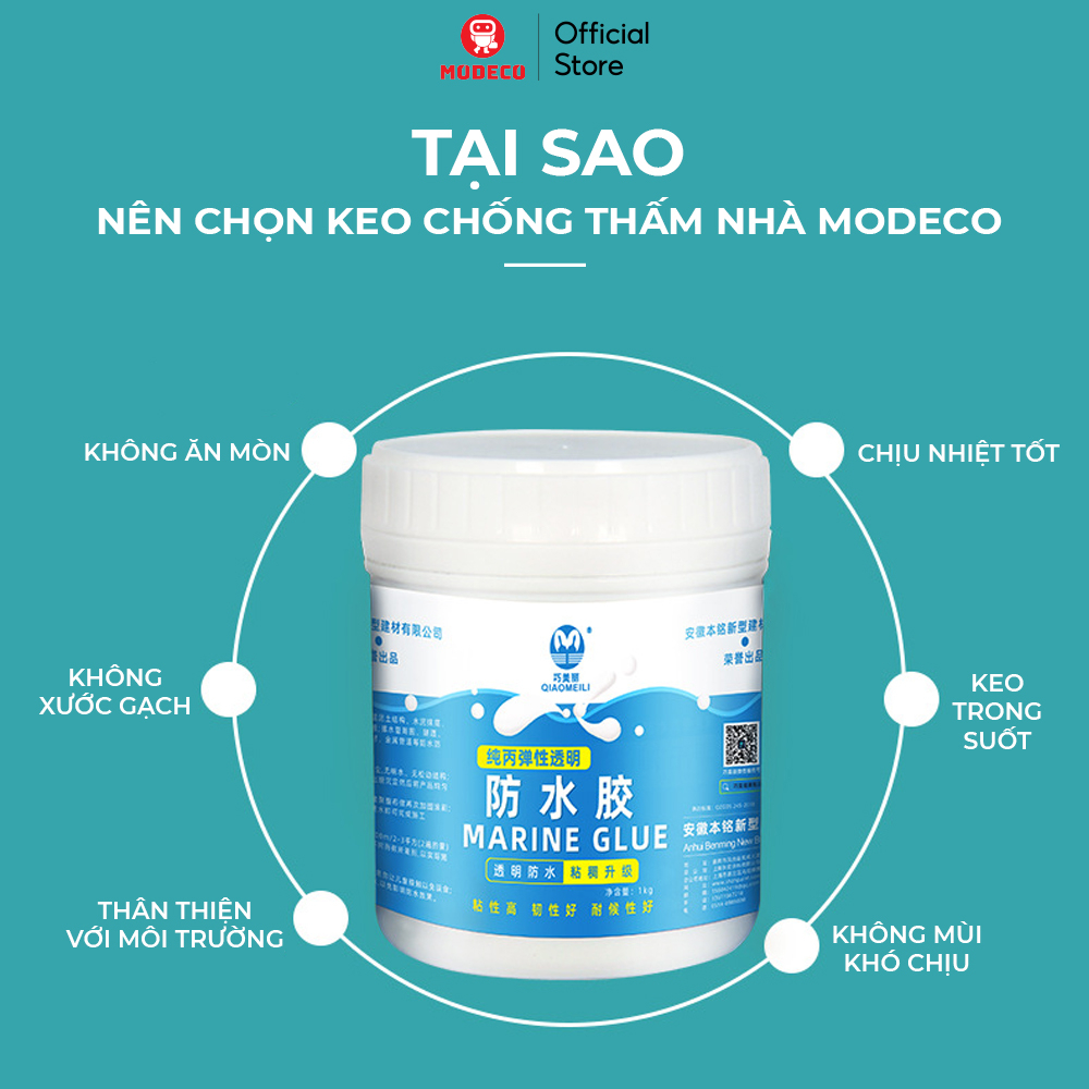 Keo Chống Thấm Modeco Trong Suốt Không Mùi - Chống Thấm Nền Gạch, Nhà Vệ Sinh, Tường Nhà, Cửa Sổ, Gỗ Công Nghiệp