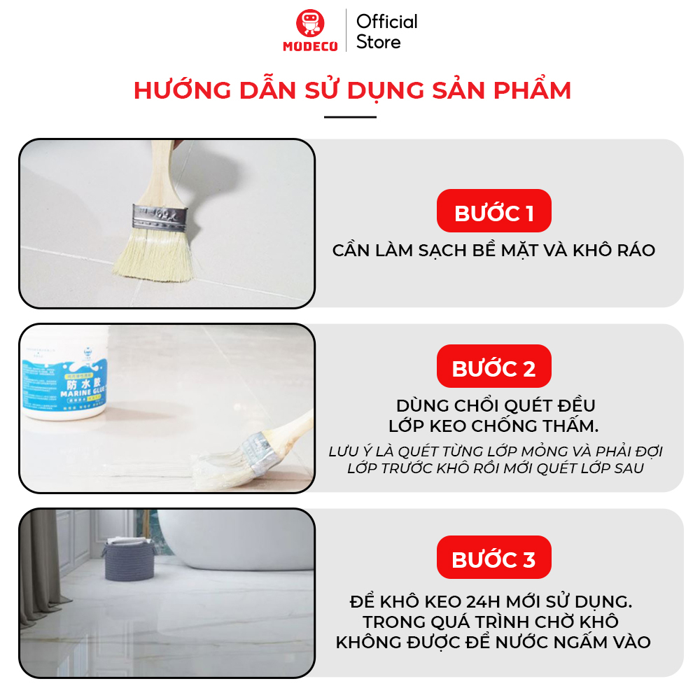 Keo Chống Thấm Modeco Trong Suốt Không Mùi - Chống Thấm Nền Gạch, Nhà Vệ Sinh, Tường Nhà, Cửa Sổ, Gỗ Công Nghiệp