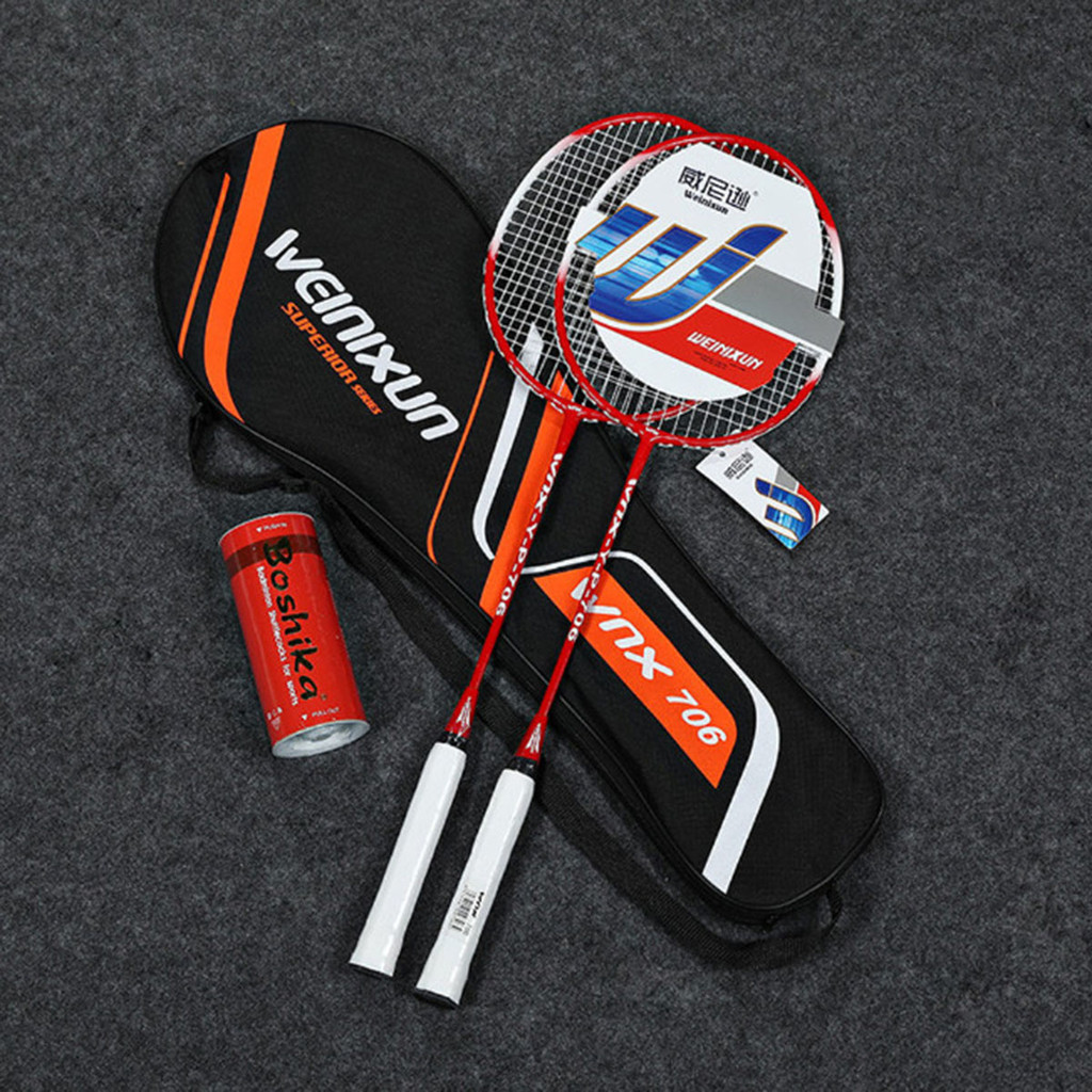 Bộ 2 chiếc vợt cầu lông chính hãng WEINIXUN cao cấp Kèm 3 quả cầu + tú