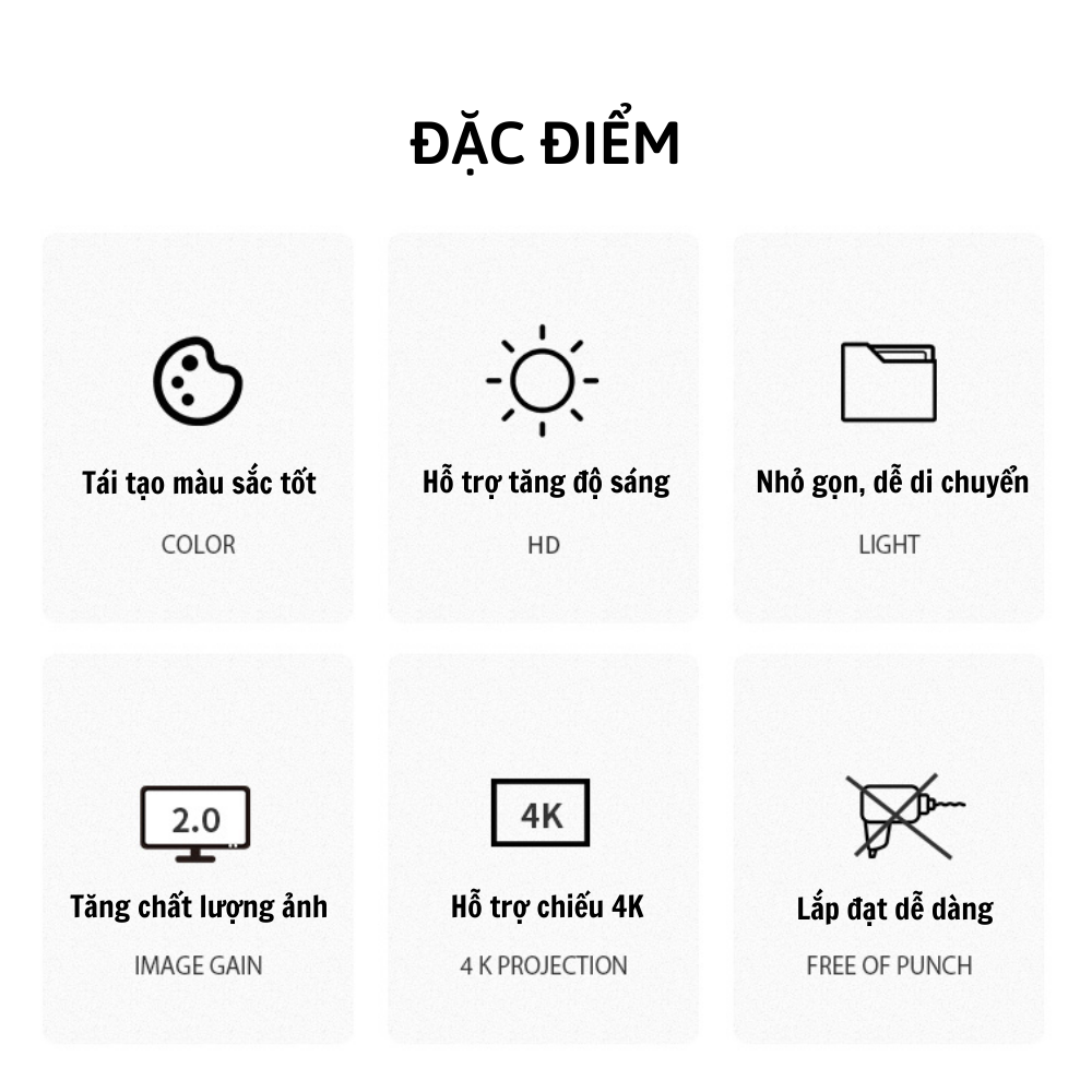 Màn Hình Máy Chiếu Tương Phản Cao Beemi Tăng Độ Nét Sáng Cho Hình Ảnh Treo Tường Có Thể Gấp Gọn B204