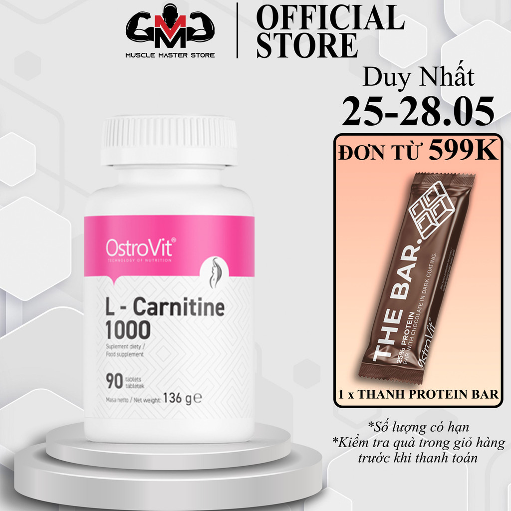 Thực Phẩm Bổ Sung Giảm Mỡ Ostrovit L Carnitine 1000mg 90 Viên