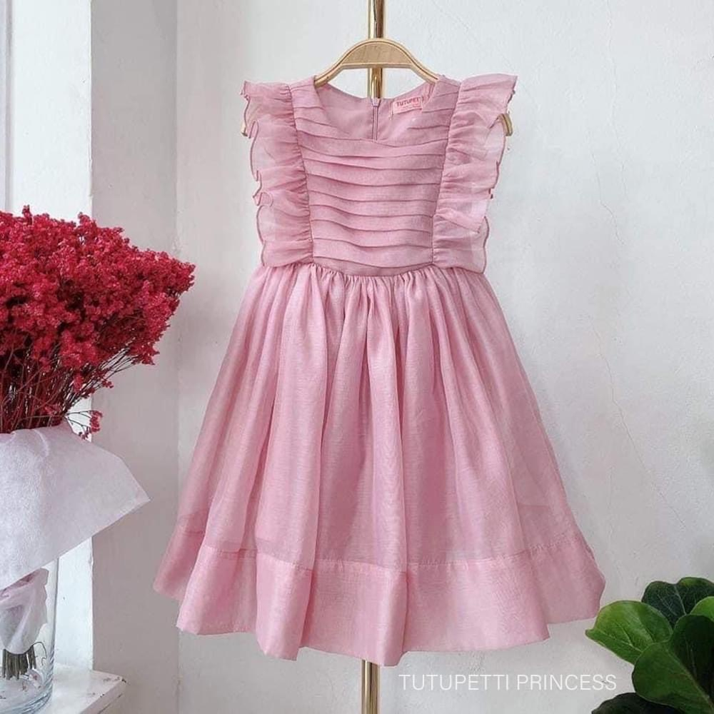 Đầm công chúa bé gái Tutupetti cánh tiên tay xếp li nơ eo siêu xinh