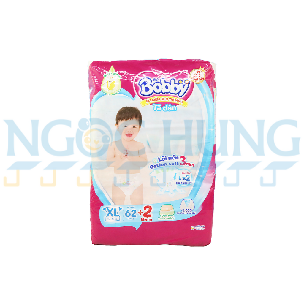 Tã dán Bobby size XL 62 miếng (12-17kg)