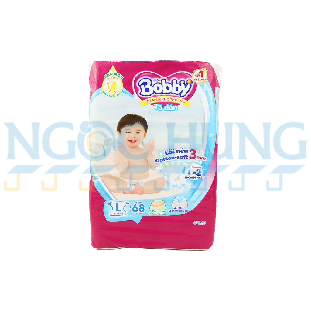 Tã dán Bobby size L 68 miếng
