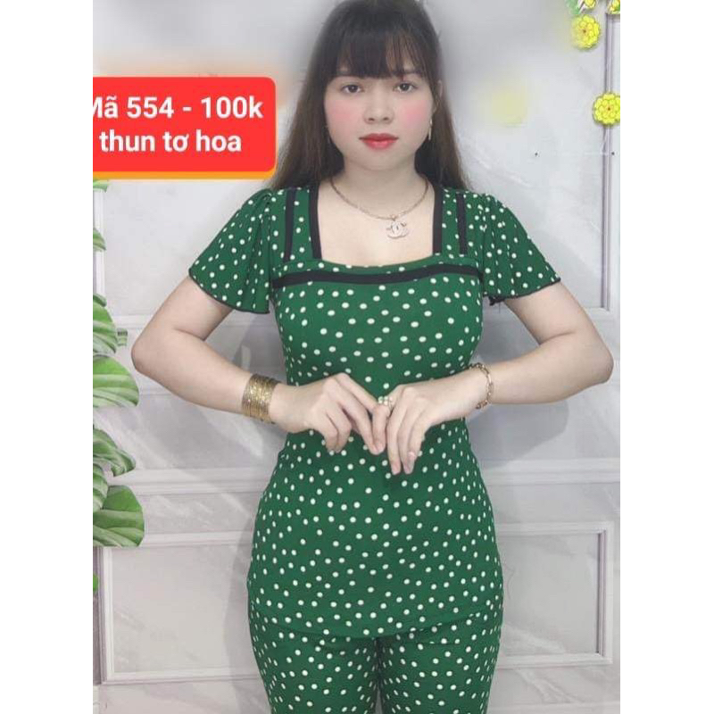 Bộ Thun Tơ Hoa Nhà May Hàng Cao Cấp