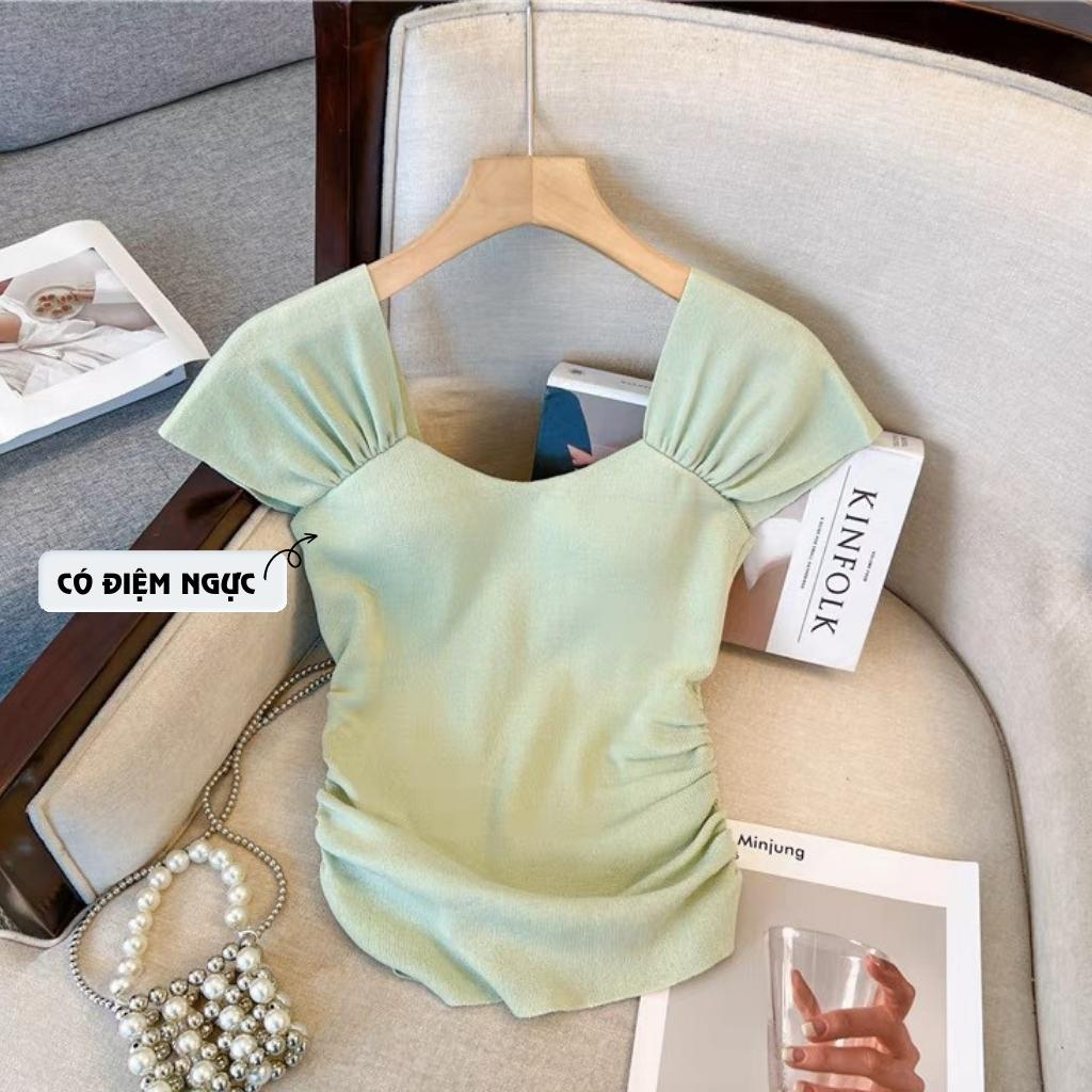 Áo nữ, áo thun dáng ôm , Áo thun Quảng Châu có đệm ngực mẫu trơn thời trang mùa hè siêu xinh dành cho nữ