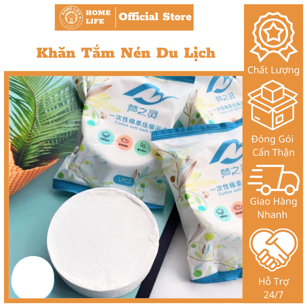 Khăn tắm nén du lịch bằng cotton tiện lợi size 70*140 cm ,Khăn tắm nén đa năng dùng một lần - KN01