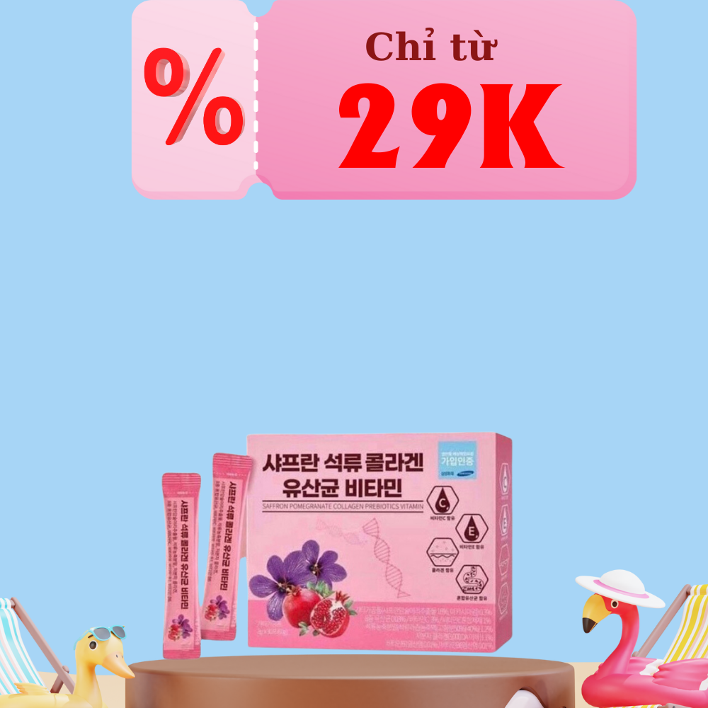 Bột Collagen Lựu Đỏ Nghệ Tây Saffron Chính Hãng