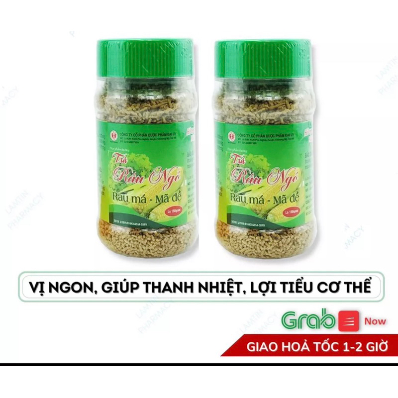 Trà dâu ngô, rau má, mã đề lọ 150g ( Đại Uy). Bột pha nước uống giúp thanh nhiệt, mát gan, lợi tiểu
