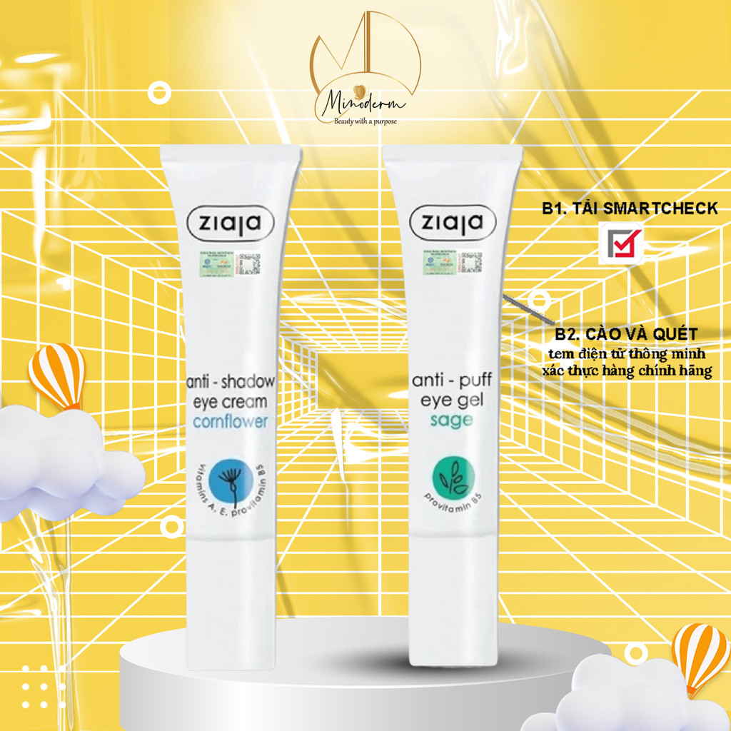 Kem dưỡng mắt ZIAJA Làm sáng vùng da quanh mắt, tiêu bọng mắt, giảm sụt mí 15ml