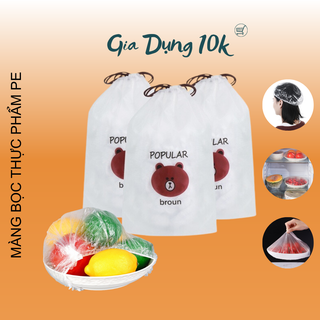[SET 100 CHIẾC] Màng bọc thực phẩm co giãn siêu dai có chun kèm túi gấu - Mũ chùm đầu dùng 1 lần tiện lợi (TNL100)