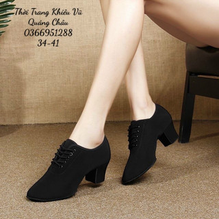 Giày khiêu vũ Dance đế trụ 3cm,6cm kiểu dây buộc