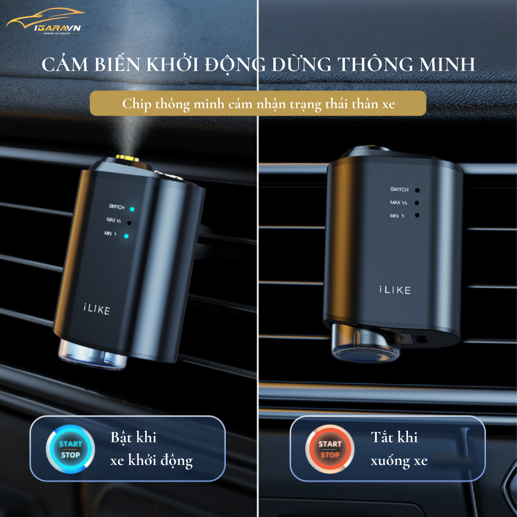 Máy Tạo Hương Thơm Thông Minh, Khuếch Tán Tinh Dầu Kẹp Cửa Gió V2 10ml