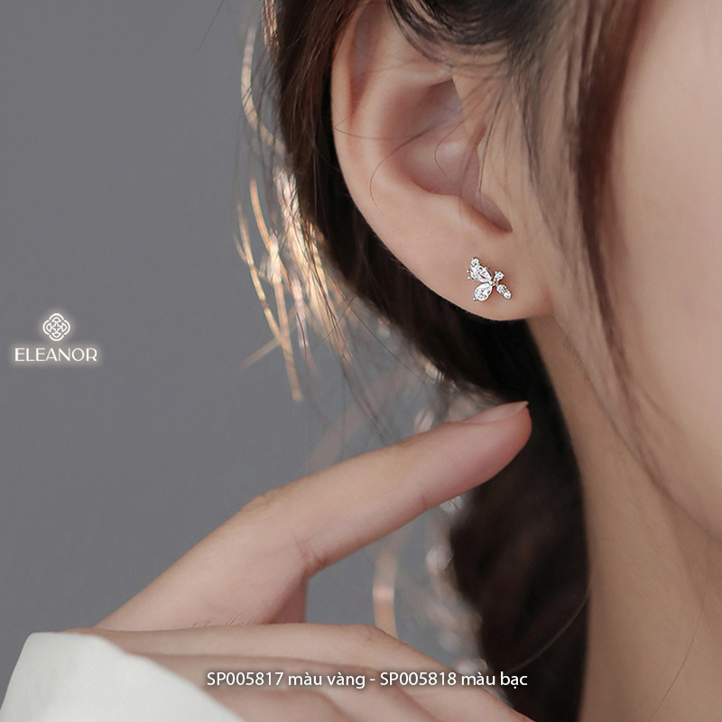 Bông tai nữ chuôi bạc 925 Eleanor Accessories hình hoa đính đá basic phụ kiện trang sức 5817