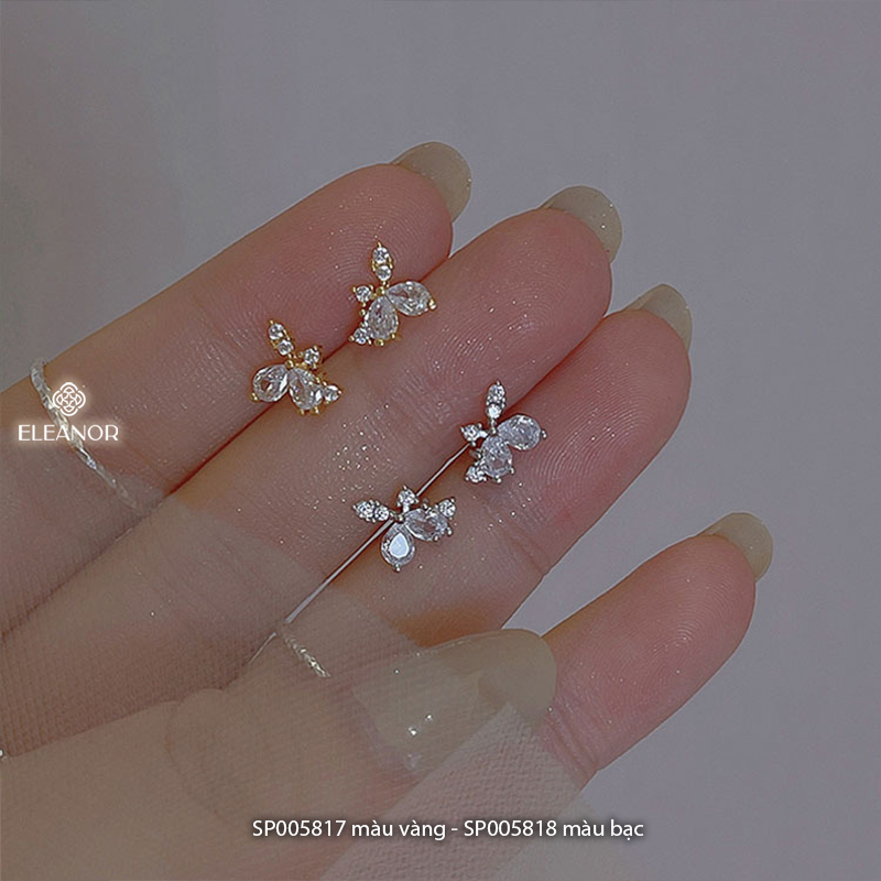Bông tai nữ chuôi bạc 925 Eleanor Accessories hình hoa đính đá basic phụ kiện trang sức 5817