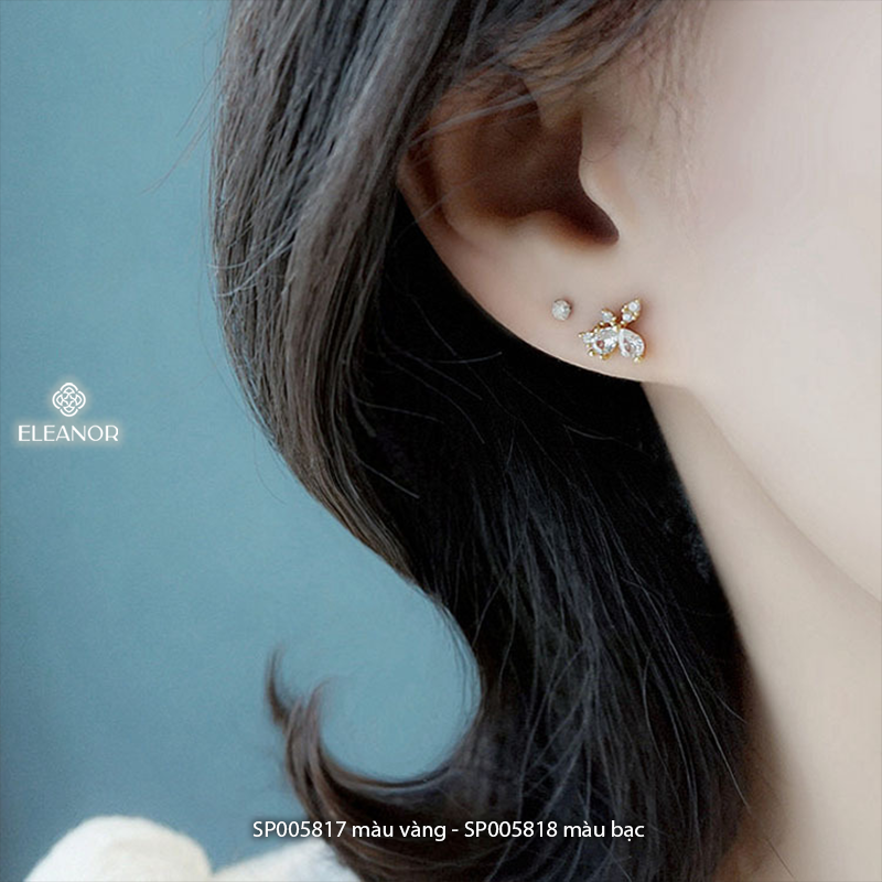 Bông tai nữ chuôi bạc 925 Eleanor Accessories hình hoa đính đá basic phụ kiện trang sức 5817