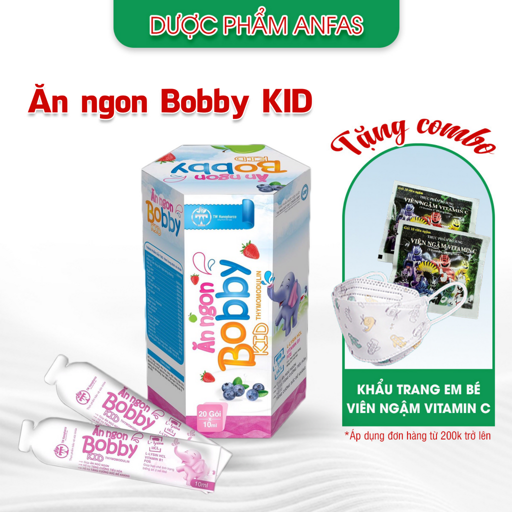 Siro ăn ngon Bobby Kid Anfas (hộp 20 gói*10ml), hỗ trợ tăng sức đề kháng, hỗ trợ hệ tiêu hóa, giúp ăn ngon