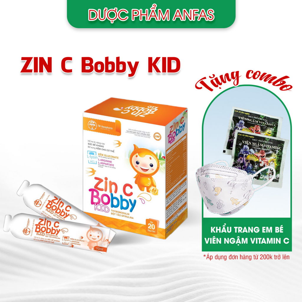 Kẽm cho bé ZinC Bobby Anfas (hộp 20 gói), giúp cải thiện biếng ăn & tăng sức đề kháng cho trẻ