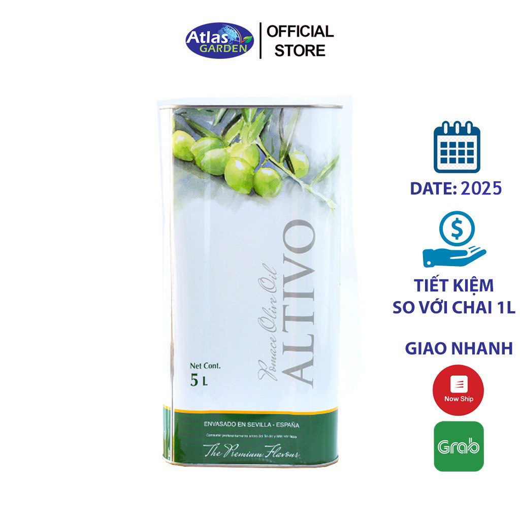 Dầu Olive Nguyên Chất Pomace Olive Oil Altivo Tây Ban Nha 5L Dùng Trong Nấu Ăn, Chiên, Rán Tốt Cho Sức Khỏe
