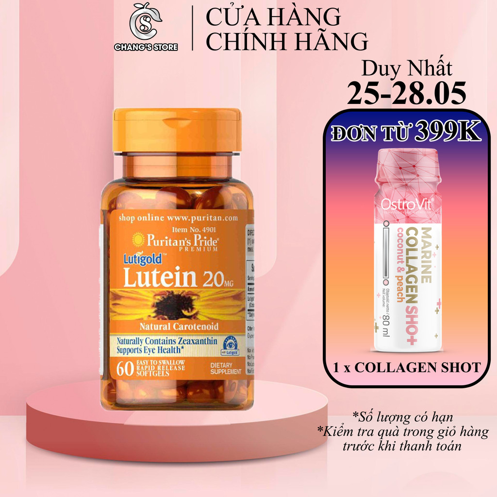 Viên uống bổ mắt, sáng mắt, tăng cường thị lực Puritan's Pride Lutigold Lutein 20mg