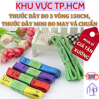 Thước dây đo 3 vòng 150cm, thước đo may vá vòng eo, may đồ nhiều màu, thước dây mini đo chính xác