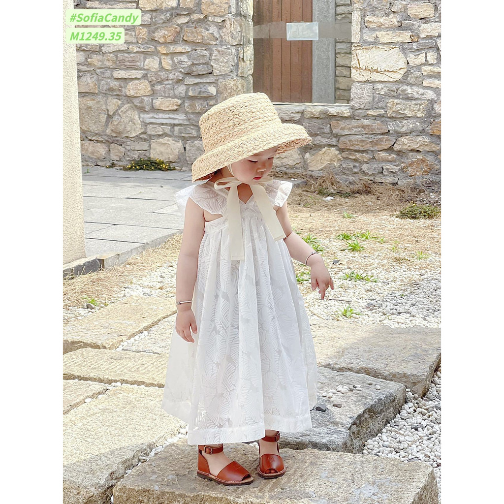M1249 - Váy maxi dài 2 lớp màu trắng đủ size cho bé gái từ 1- 10 tuổi (10 - 40kg)