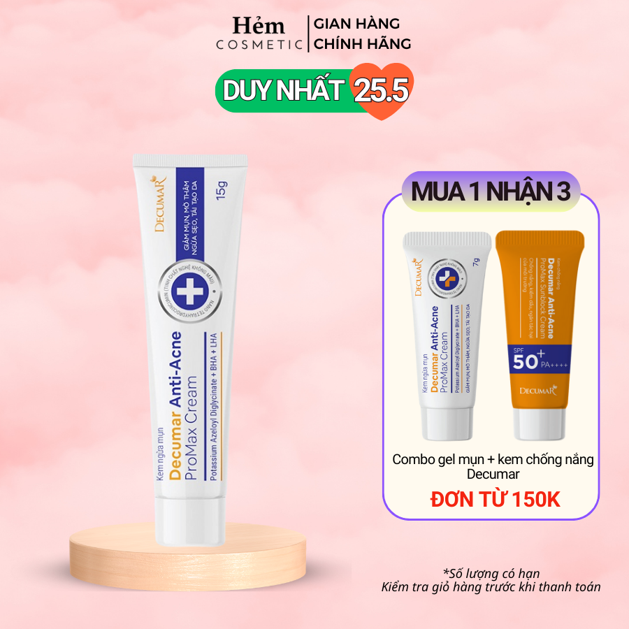 Kem ngừa mụn, mờ thâm, ngừa sẹo, tái tạo da Decumar Anti-Acne Promax Cream 15g - Hẻm Cosmetic