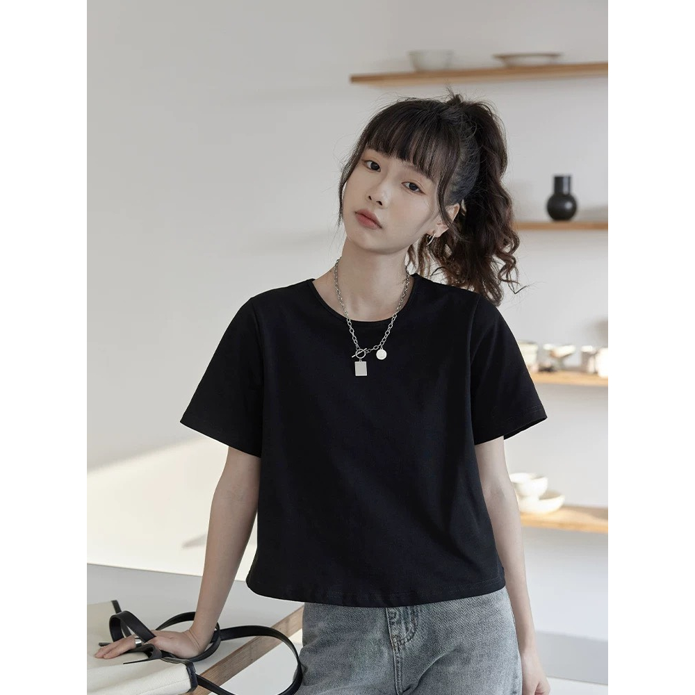 Áo thun Croptop ALICE - Áo thun trơn chất cotton 100% dày dặn, mềm mại thoáng mát mùa hè