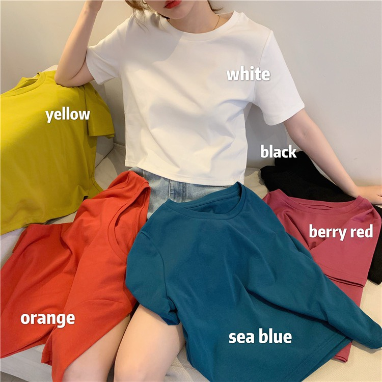 Áo thun Croptop ALICE - Áo thun trơn chất cotton 100% dày dặn, mềm mại thoáng mát mùa hè