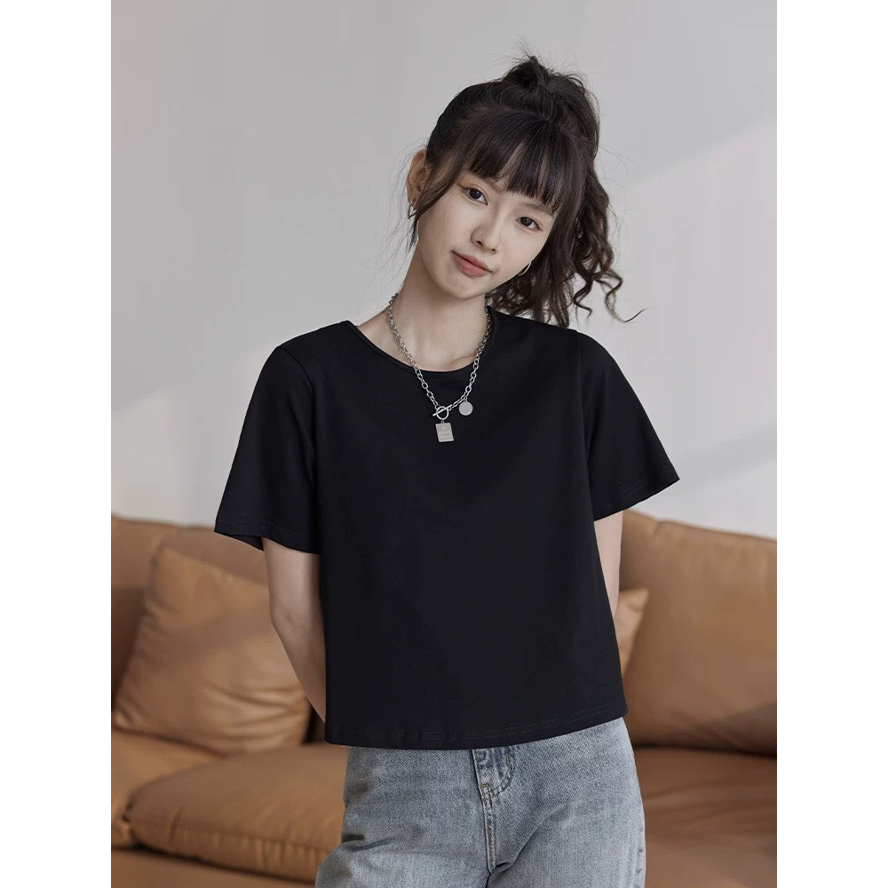 Áo thun Croptop ALICE - Áo thun trơn chất cotton 100% dày dặn, mềm mại thoáng mát mùa hè