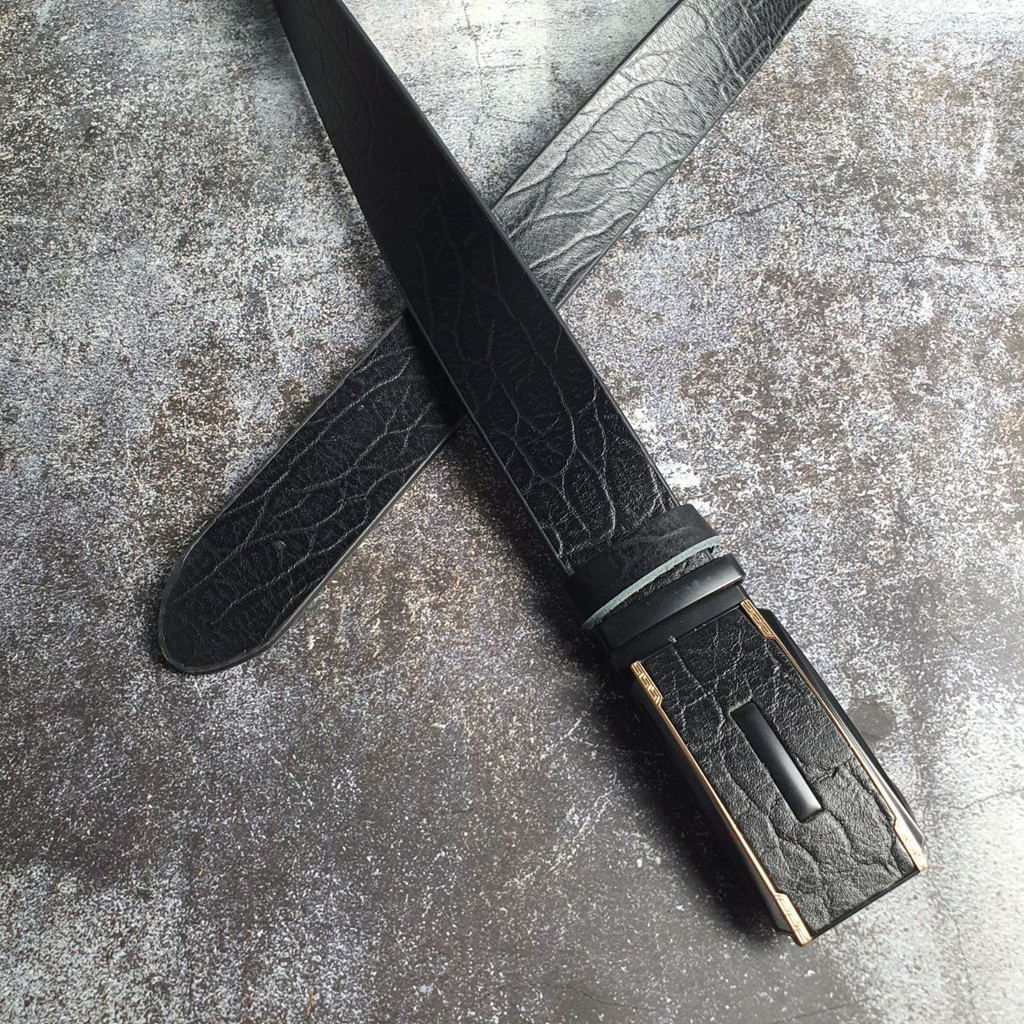 Thắt lưng nam da bò thật nguyên tấm vân voi khóa tự động 34mm BL121LEA  - 100% da bò thật, BH 3 năm