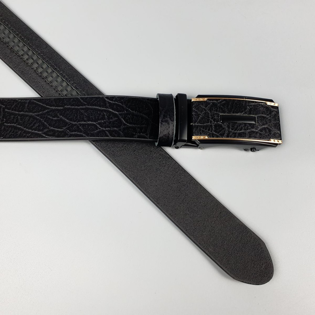 Thắt lưng nam da bò thật nguyên tấm vân voi khóa tự động 34mm BL121LEA  - 100% da bò thật, BH 3 năm