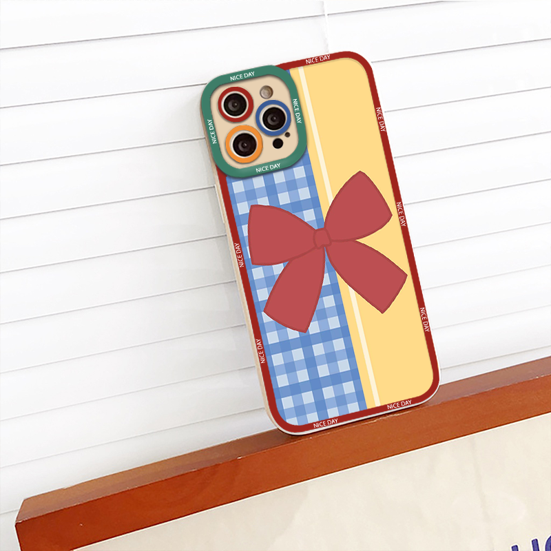 Ốp Điện Thoại Mềm Họa Tiết Nơ đỏ Cho iPhone 7Plus 8Plus XR 11 12 13 14 Pro MAX 6 6S 14 Plus X XS MAX SE 2020 sv1039