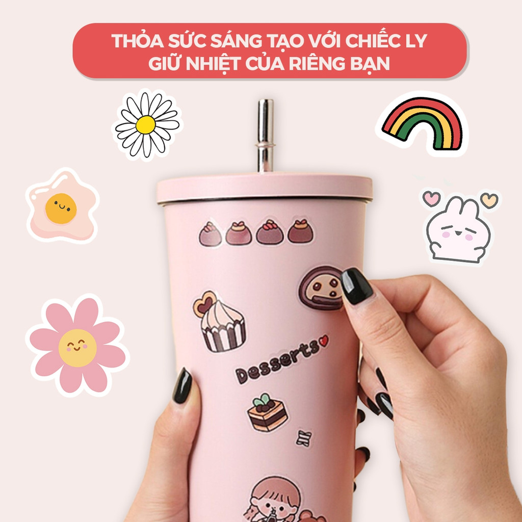 Ly Giữ Nhiệt OFFICE CHILL Inox SUS 304 5 Lớp Giữ Nhiệt Có Ống Hút, Cốc Giữ Nhiệt Cao Cấp Bảo Hành 90 Ngày