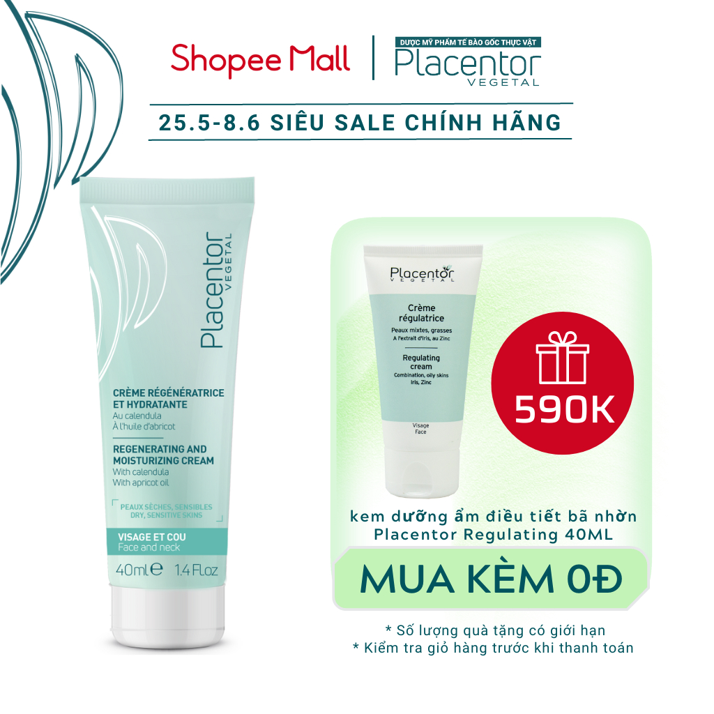 Kem dưỡng ẩm Placentor Regenerating And Moisturizing Cream 40ml