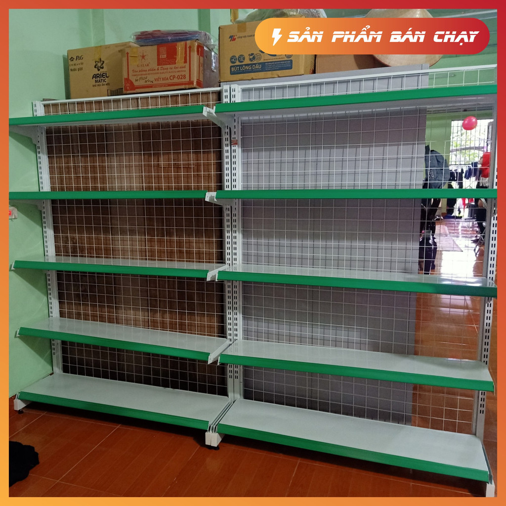 Kệ siêu thị - Ngọc Tín- Kệ đơn áp tường Dài 0.9m, cao 1.2m & 1.5m( tầng bộ độc lập ) dày dặn , chắc chắn , sang trọng