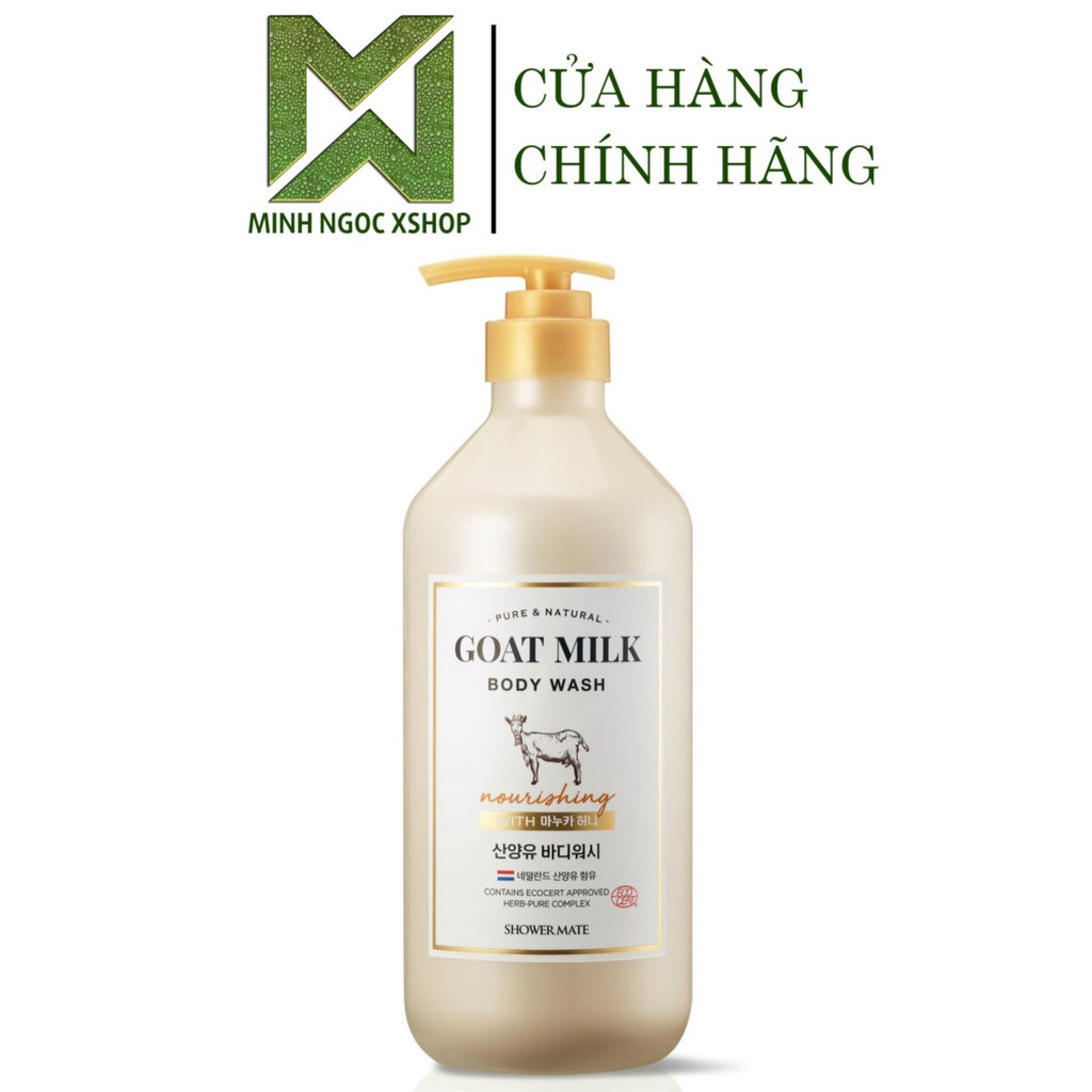 Sữa tắm sữa dê dưỡng ẩm sâu hương mật ong Shower Mate Goat Milk 800ML chính hãng