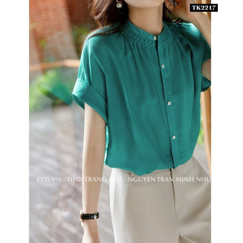 Sơ mi thô cotton cổ tàu siêu xinh TK2217