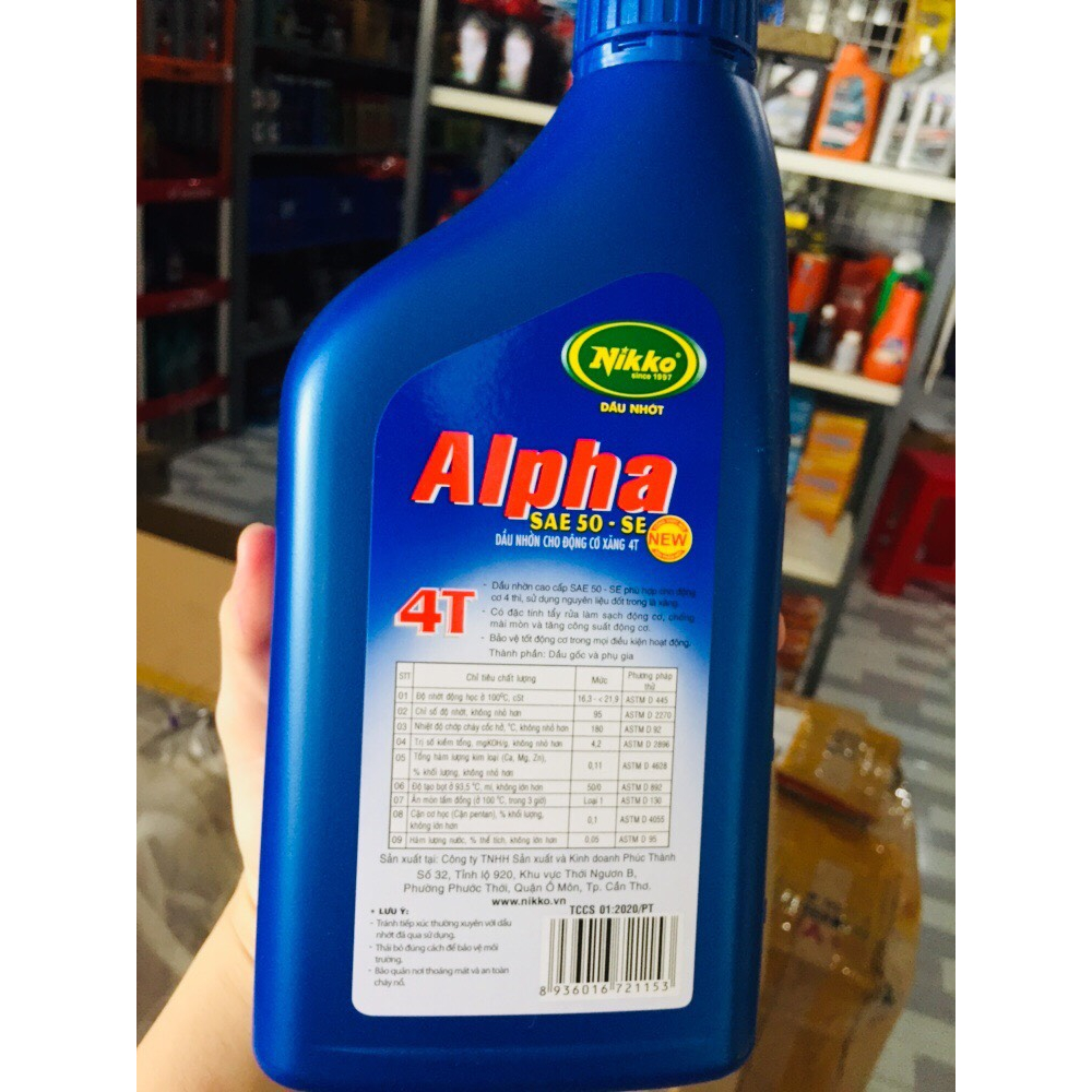 Dầu nhớt Anpha 1L cho xe máy / động cơ máy chất lượng tốt cho xe nhẹ máy SAE 50 - SE