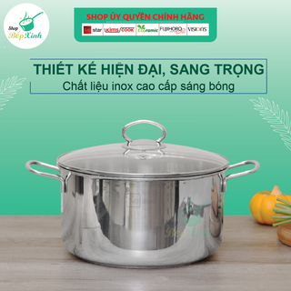 Nồi inox Fivestar nắp kính 3 đáy dùng được mọi bếp ( 18cm/ 24cm / 26cm / 28cm )
