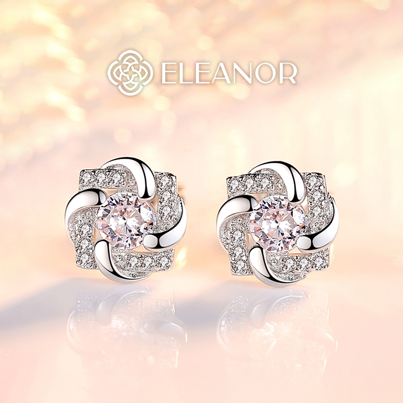 Bông tai nữ chuôi bạc 925 Eleanor Accessories hình hoa đính đá phụ kiện trang sức 5807