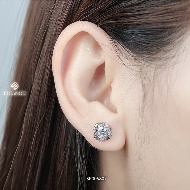 Bông tai nữ chuôi bạc 925 Eleanor Accessories hình hoa đính đá phụ kiện trang sức 5807