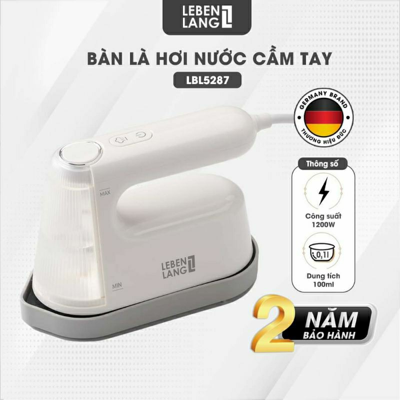BÀN LÀ HƠI NƯỚC DU LỊCH hãng Đức LEBENLANG LBL5287- công suất 1200W- dung tích 100ml. bảo hành 2 năm