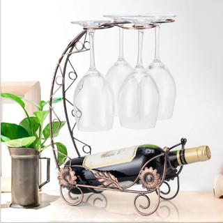 Kệ để 1 chai rượu kèm giá treo 4 ly - KV 019 - Sản phẩm đơn thuần không bao gồm ly và rượu