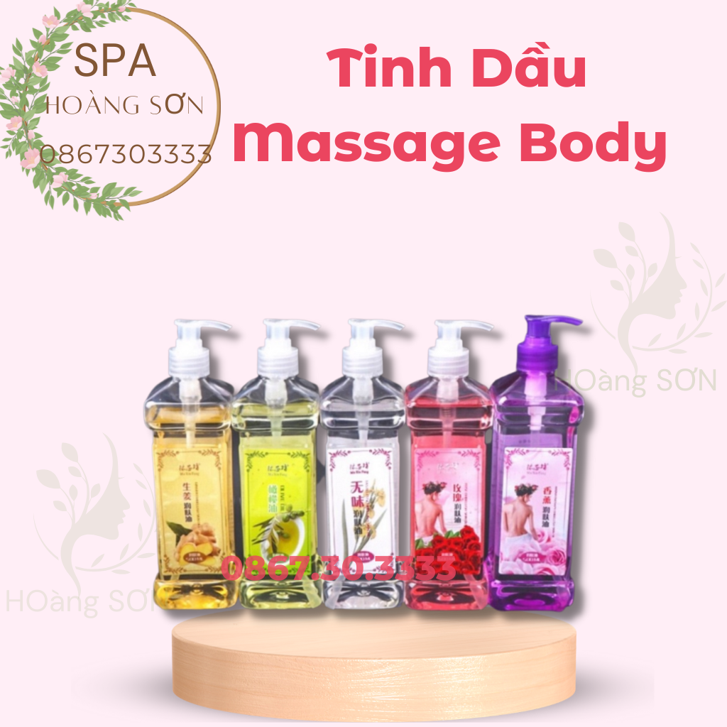 Tinh Dầu Massage Body Gừng, Hoa Hồng, Oải Hương Thơm Dịu Chai 550ml