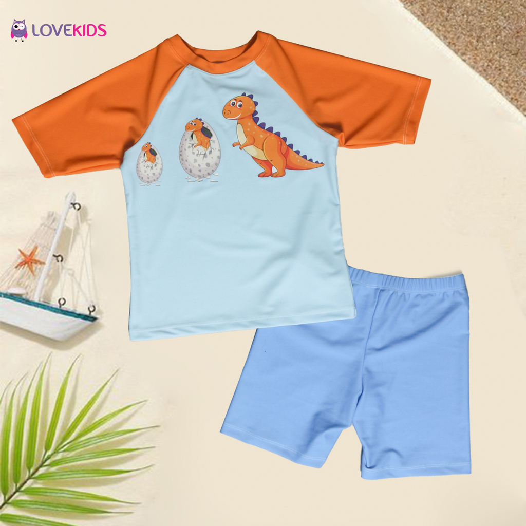 Bộ bơi bé trai tay lỡ cho bé 17-40kg hình khủng long