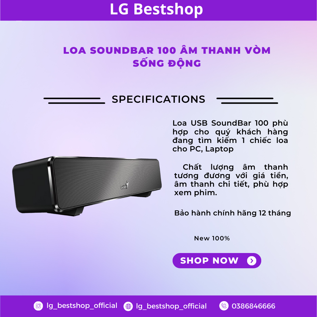 Loa SoundBar 100 Âm Thanh Vòm Sống Động Phong Cách Rạp Phim